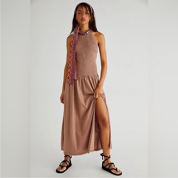 Free People Beach Spell On You Smocked Drop Waist Maxi Dress - Picture 1 of 5